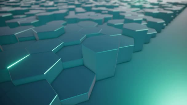 Een Abstract Hexagonaal Geometrisch Oppervlak Beweegt Zich Cyclisch Virtuele Ruimte — Stockvideo