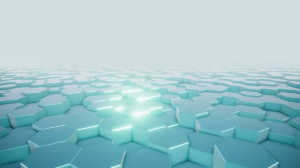 Uma Superfície Geométrica Hexagonal Abstrata Move Ciclicamente Espaço Virtual Vibrações — Vídeo de Stock