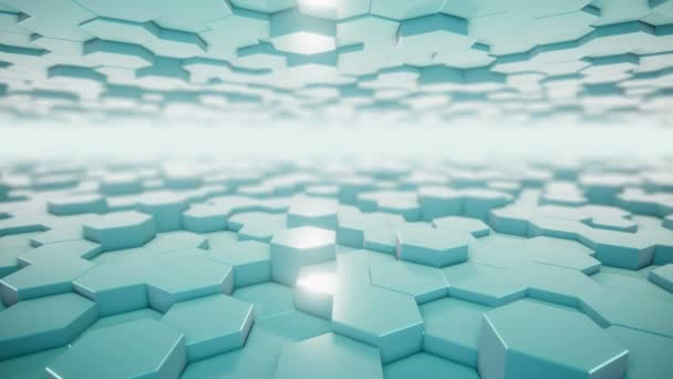 Een Abstract Hexagonaal Geometrisch Oppervlak Beweegt Zich Cyclisch Virtuele Ruimte — Stockvideo