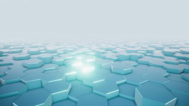 Sanal uzayda soyut altıgen geometrik yüzeylerin 3d görüntülenmesi