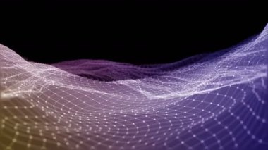 Arkaplan soyut dijital dalga ve organik hareketlerdeki ışık kare parçacıklar. Parçacık ve ızgara dalgası. Dinamik bir dalga ile gelecekteki noktalar. Büyük veri. 3D görüntüleme. döngülenmiş