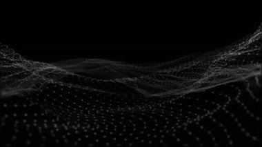 Arkaplan soyut dijital dalga ve organik hareketlerdeki ışık kare parçacıklar. Parçacık ve ızgara dalgası. Dinamik bir dalga ile gelecekteki noktalar. Büyük veri. 3D görüntüleme. döngülenmiş