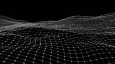Arkaplan soyut dijital dalga ve organik hareketlerdeki ışık kare parçacıklar. Parçacık ve ızgara dalgası. Dinamik bir dalga ile gelecekteki noktalar. Büyük veri. 3D görüntüleme. döngülenmiş
