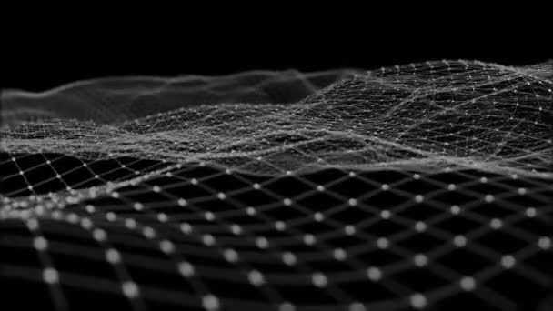 Фон Абстрактних Цифрових Хвиль Світлих Квадратних Частинок Органічному Русі Хвиля — стокове відео