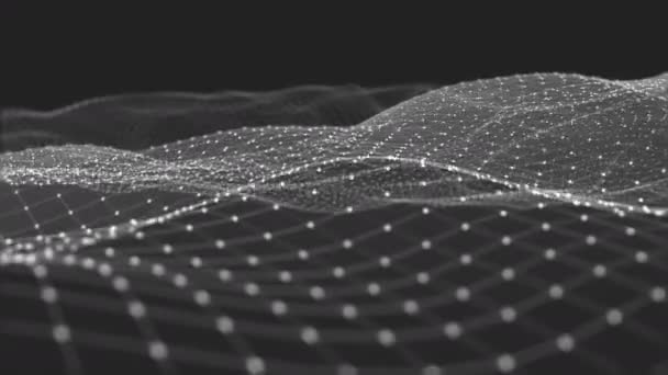 Hintergrund Abstrakte Digitale Wellen Und Lichteckteilchen Organischer Bewegung Welle Von — Stockvideo