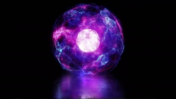 Bola Energia Plasma Núcleo Reator Fusão Termonuclear Com Fluxos Plasma — Vídeo de Stock