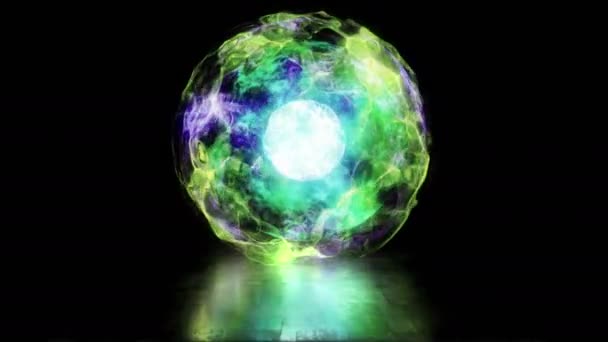 Energiagömb Plazma Reaktor Magjában Termonukleáris Fúzió Pulzáló Plazmaáramlással Fényes Háttér — Stock videók