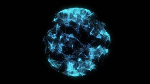 Rendering Abstract Globe Sphere Space Form Plexus Geometric Background Lines — Stock Photo, Image