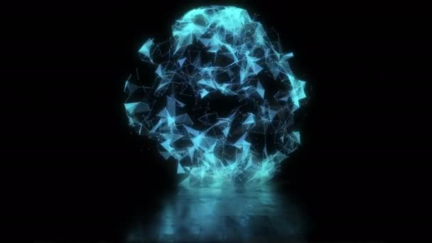 Absztrakt Gömb Gömb Űrben Plexus Formájában Geometrikus Háttér Mozgó Vonalakkal — Stock videók