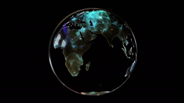 Abstracte Gestileerde Draaiende Bol Van Planeet Creatief Technologisch Ontwerp Van — Stockvideo