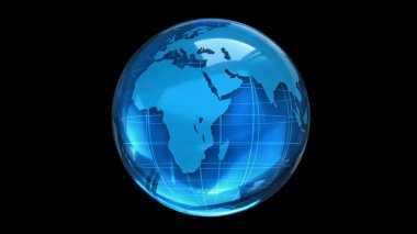 Soyut biçimlendirilmiş gezegen küresinin 3 boyutlu görüntüsü. Dünya gezegeninin yaratıcı ve teknolojik tasarımı. İçeriğinizi dekore edecek parlak ve renkli tasarım ögesi veya arkaplan