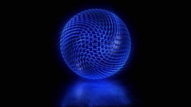 Hacim kübik bloklardan soyut bir kürenin 3 boyutlu canlandırması. Uzaydaki önemsiz ve parlak sanat objesi değil. Karmaşık bir yapısal tasarımın topu. Yaratıcı tasarım ögesi