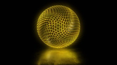 Hacim kübik bloklardan soyut bir kürenin 3 boyutlu canlandırması. Uzaydaki önemsiz ve parlak sanat objesi değil. Karmaşık bir yapısal tasarımın topu. Yaratıcı tasarım ögesi