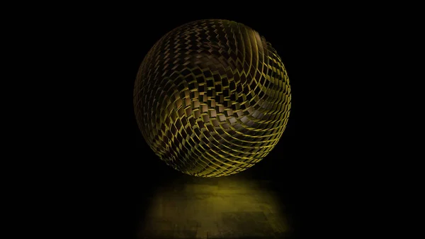 3D rendering of an abstract sphere from volumetric cubic blocks. Non-trivial and bright art object in space. Ball from a complex structural design. Creative design element