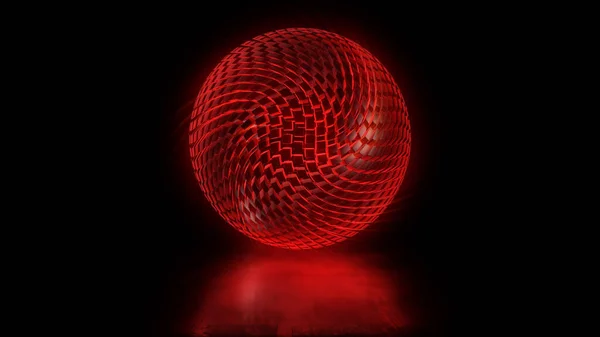 3D rendering of an abstract sphere from volumetric cubic blocks. Non-trivial and bright art object in space. Ball from a complex structural design. Creative design element