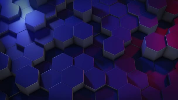 Egy Absztrakt Hatszögletű Geometriai Felület Ciklikusan Mozog Virtuális Térben Geometriai — Stock videók
