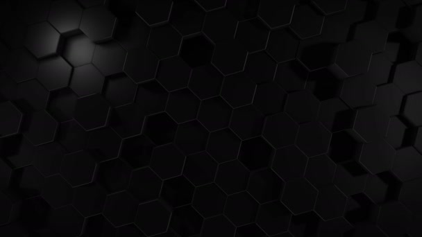 Анотація Шестикутної Геометричної Чорної Поверхні Циклічно Рухається Віртуальному Просторі Хаотичні — стокове відео