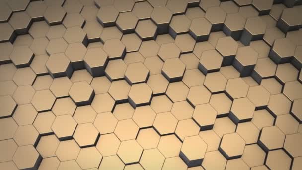 Abstract Hexagonal Geometric Surface Cyclically Moves Virtual Space Chaotic Vibrations — Stock Video