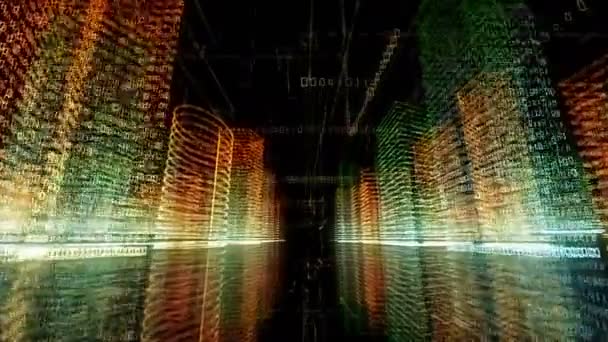 Abstraktní Virtuální Město Uvnitř Počítačového Systému Hologram Big Data Digital — Stock video