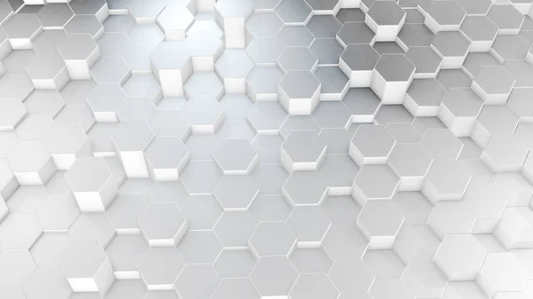 Representación Superficies Blancas Geométricas Hexagonales Abstractas Espacio Virtual Formas Geométricas — Foto de Stock