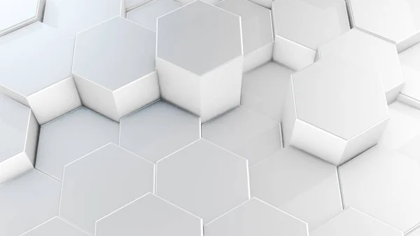 Representación Superficies Blancas Geométricas Hexagonales Abstractas Espacio Virtual Formas Geométricas — Foto de Stock