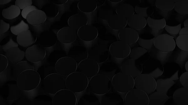 Рендеринг Абстрактных Цилиндрических Геометрических Черных Поверхностей Виртуальном Пространстве Случайно Расположенные — стоковое фото
