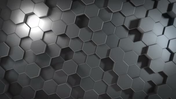 Una Superficie Metálica Geométrica Hexagonal Abstracta Mueve Cíclicamente Espacio Virtual — Vídeos de Stock