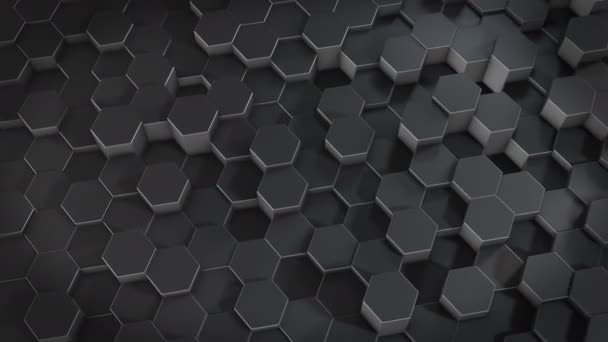 Een Abstract Hexagonaal Geometrische Metalen Oppervlak Beweegt Cyclisch Virtuele Ruimte — Stockvideo