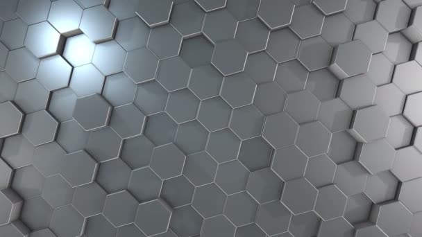 Een Abstract Hexagonaal Geometrische Aluminium Oppervlak Beweegt Cyclisch Virtuele Ruimte — Stockvideo