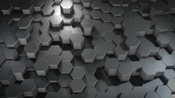 Uma Superfície Metálica Geométrica Hexagonal Abstrata Move Ciclicamente Espaço Virtual — Vídeo de Stock