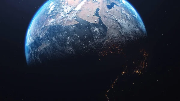 Зображення Планети Земля Космосу Поверхні Планети Видно Хмари Континенти Океани — стокове фото