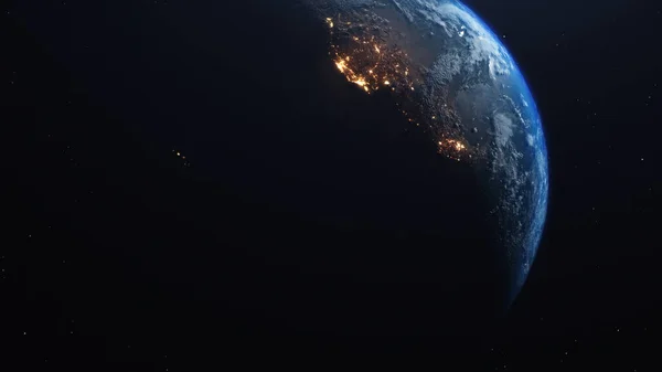 Визуализация Лесных Пожаров Войн Космоса Огненное Сияние Видно Теневой Стороне — стоковое фото