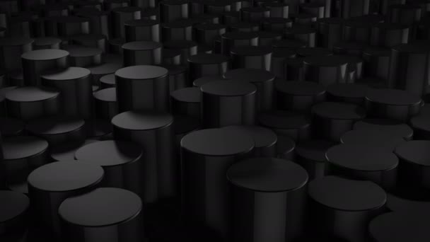 Abstract Cylindrical Geometric Black Surfaces Virtual Space Randomly Placed Geometric — Stock Video