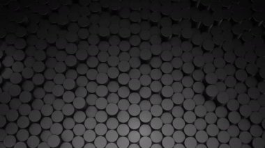 Sanal uzayda soyut silindirik siyah yüzeyler. Rastgele yerleştirilmiş geometrik şekiller. Silindirlerden yapılmış parlak ve güzel bir arkaplan