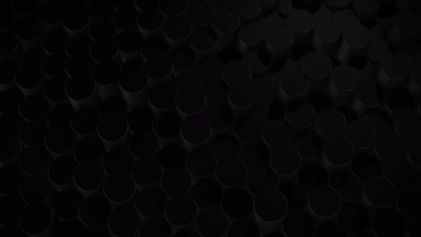 Abstract Cylindrical Geometric Black Surfaces Virtual Space Randomly Placed Geometric — Stock Video