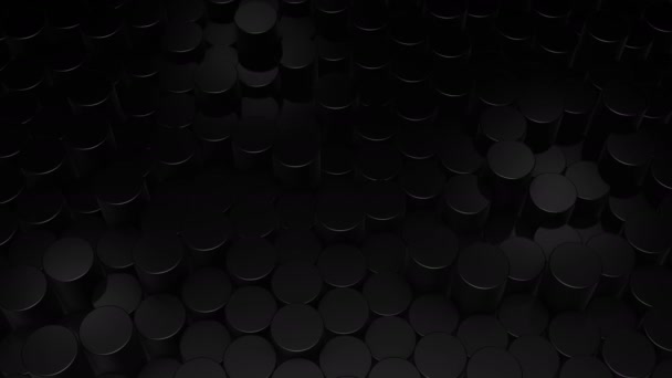 Abstract Cylindrical Geometric Black Surfaces Virtual Space Randomly Placed Geometric — Stock Video