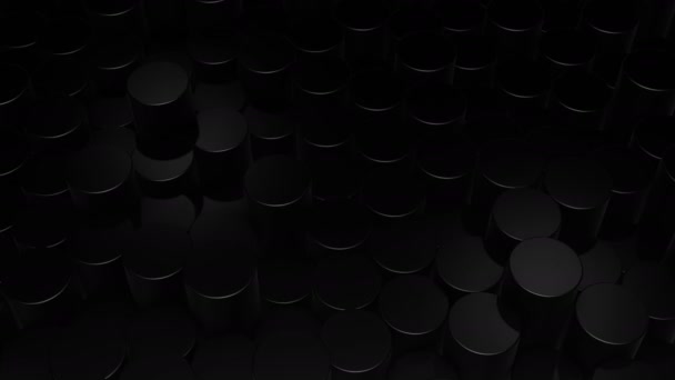Abstract Cylindrical Geometric Black Surfaces Virtual Space Randomly Placed Geometric — Stock Video