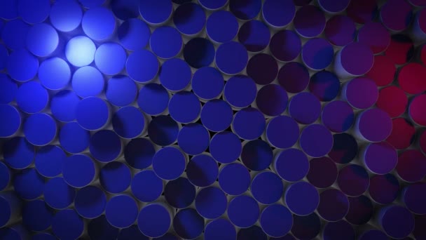 Abstract Cylindrical Geometric Blue Surfaces Virtual Space Randomly Placed Geometric — Stock Video