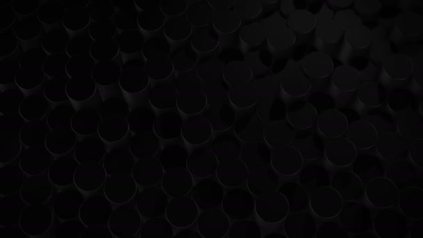 Abstracte Cilindrische Geometrische Zwarte Oppervlakken Virtuele Ruimte Willekeurig Geplaatste Geometrische — Stockvideo