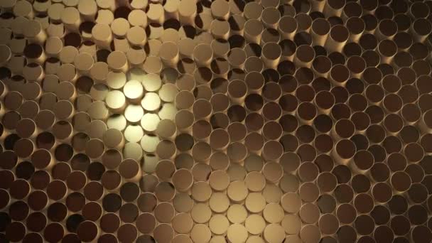 Abstract Cylindrical Geometric Golden Surfaces Virtual Space Randomly Placed Geometric — Stock Video