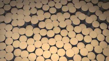 Sanal uzayda soyut silindirik geometrik yüzeyler. Rastgele yerleştirilmiş geometrik şekiller. Silindirlerden yapılmış parlak ve güzel bir arkaplan