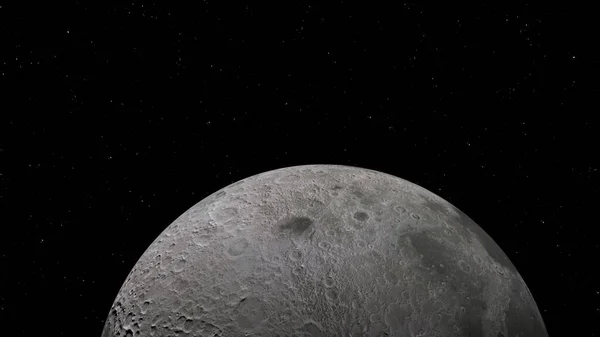 Renderização Órbita Lunar Lua Contra Fundo Espaço Com Crateras Iluminadas — Fotografia de Stock