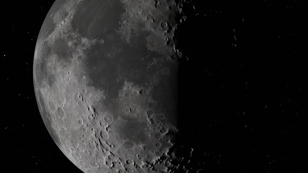 Renderização Órbita Lunar Lua Contra Fundo Espaço Com Crateras Iluminadas — Fotografia de Stock