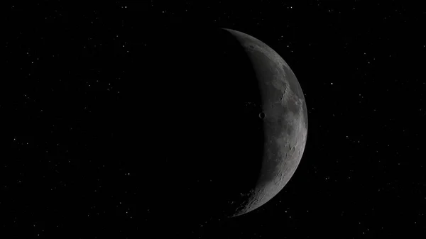 Renderização Órbita Lunar Lua Contra Fundo Espaço Com Crateras Iluminadas — Fotografia de Stock