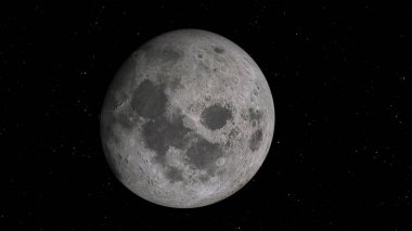 Ay yörüngesinin 3 boyutlu görüntüsü. Ayın arka planına karşı aydınlatılmış kraterler ve ay toprağı. Bu görüntünün elementleri NASA tarafından desteklenmektedir