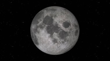 Ay yörüngesinin 3 boyutlu görüntüsü. Ayın arka planına karşı aydınlatılmış kraterler ve ay toprağı. Bu görüntünün elementleri NASA tarafından desteklenmektedir