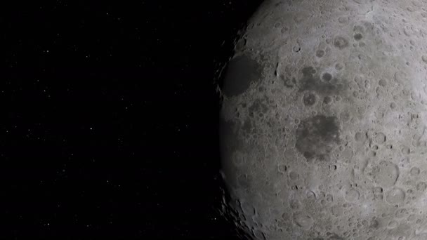 Órbita Lunar Luna Sobre Fondo Del Espacio Con Cráteres Iluminados — Vídeos de Stock