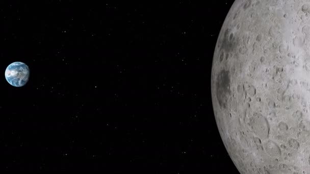Orbite lunaire. Lune sur fond d'espace avec cratères éclairés et sol lunaire. Éléments de cette image fournis par la NASA 