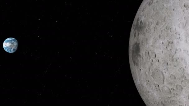 Órbita Lunar Luna Sobre Fondo Del Espacio Con Cráteres Iluminados — Vídeos de Stock