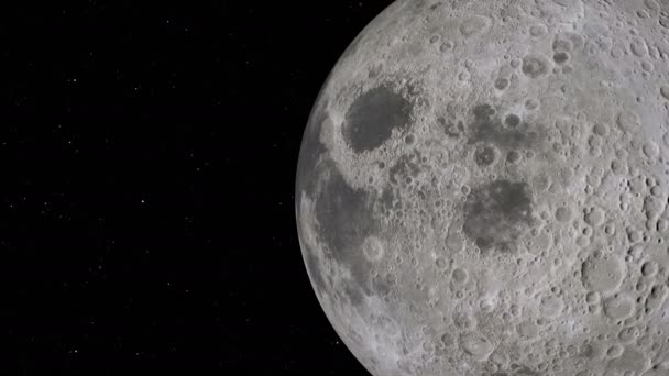 Orbite Lunaire Lune Sur Fond Espace Avec Cratères Éclairés Sol — Video